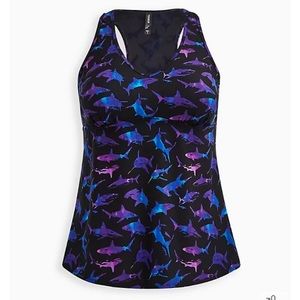 Torrid Active Swim Racerback Tankini Top - Shark Print